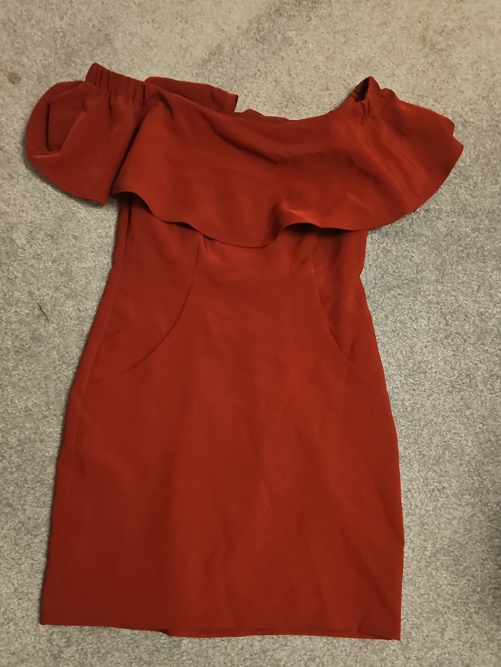 Teeze Me One-Shoulder Ruffle Dress - Rust Red